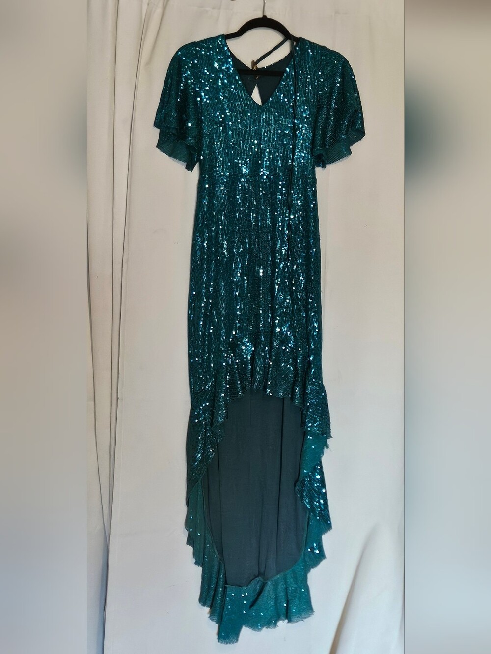 Teal Sequin High-Low Dress